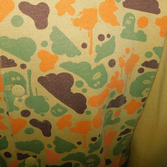 IMPERIOUS Mens XL Green Orange Brown Cartoon Blob Camo Sweatshirt jacket - Picture 4 of 11